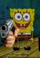 SpongeBob holding a gun