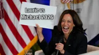 Kamala Harris holding sign