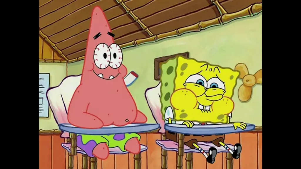 SpongeBob and Patrick Holding Their Laughter