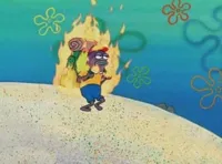 Burning backpack guy SpongeBob