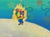 Burning fish spongebob