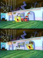 Mr. Krabs dragging Spongebob