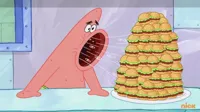 Patrick eating burgers spongebob