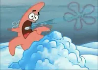 Patrick star getting shot by snowballs