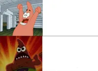 Patrick Star happy and angry