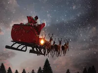 Santa Claus riding on sleigh