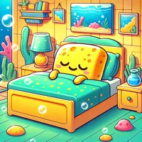 Sleeping very happily in a SpongeBob bed