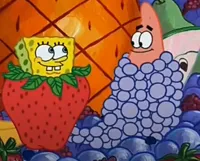 Spongebob And Patrick Covered In Fruit