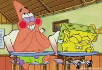 Spongebob and Patrick laughing in class