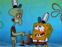 Spongebob and squidward Shaking hands