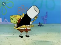 spongebob chugging a black substance