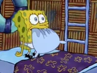 Spongebob Eating Pillow in Bed