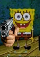 SpongeBob holding a gun