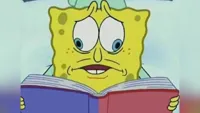 spongebob looking at both pages