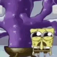 spongebob sad with tree in the background