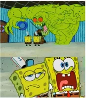 Spongebob scared but also not scared