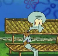 SpongeBob Squidward sitting on a bench