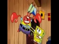 Spongebob strangles Krabs