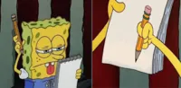 Spongebob taking notes