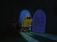 SpongeBob walking into house sad