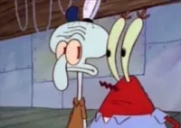 Squidward And Mr. Krabs Look At Each Other