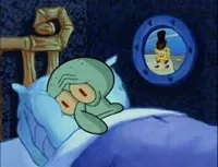 Squidward can't sleep with the spoons rattling