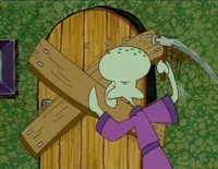 Squidward Locking a Door