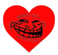 Troll face love heart