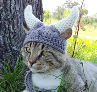 Viking cat crochete hat